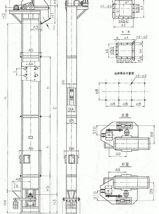環鏈斗式提升機圖紙 環鏈斗式提升機圖紙